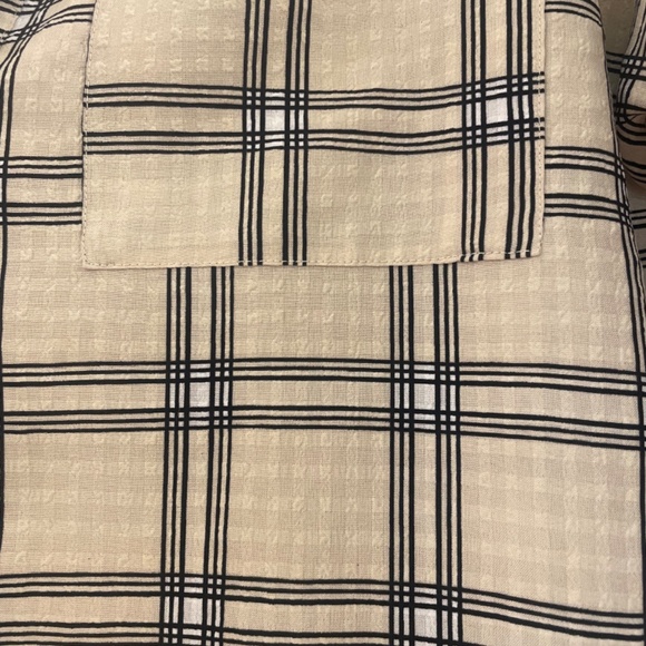 Nasty Gal Beige and Black Plaid Button Down Shirt - Picture 2 of 3